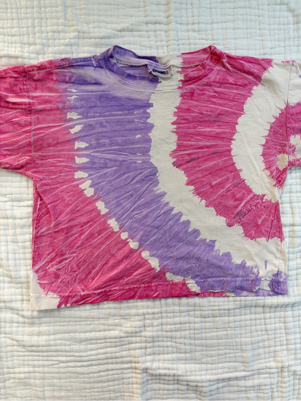 Vintage Gitano Tie Dye T Shirt Medium Made USA Pink Purple 90s Tee